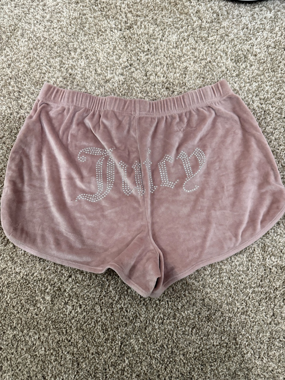 Juicy Couture Dusty Rose Velour Shorts with Rhinestone Logo